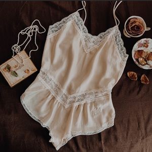 Vintage Christian Dior Champagne Lace Teddy Romper